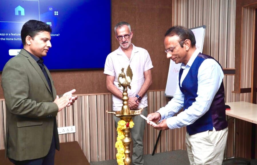 Lighting the ceremonial lamp at the inauguration