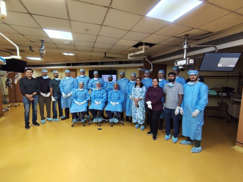 Faculty and candidates in the cadaver lab